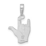 14K White Gold I Love You Hand/ Sign Language Pendant - Image 3