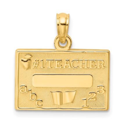 14k #1 TEACHER with Engravable Area Charm