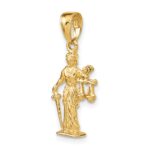 14k 3-D Lady of Justice with Moveable Scales Pendant - Image 4