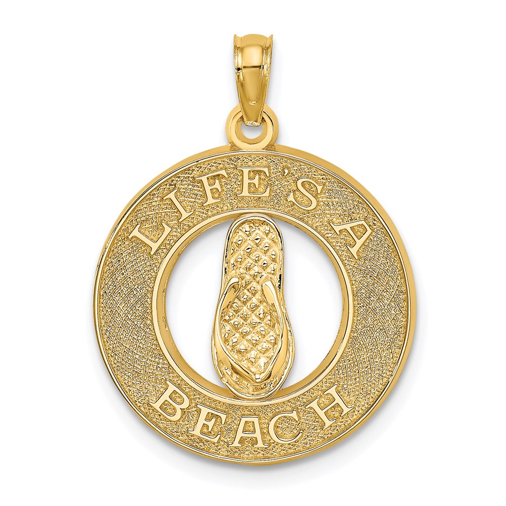 C3230.jpg 14K LIFES A BEACH Circle with Flip-Flop Charm - Image 1