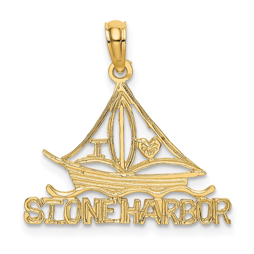 C3303.jpg 14k I HEART STONE HARBOR Sailboat Charm - Image 1
