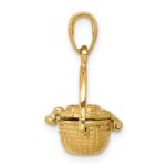 14k 3-D Nantucket Basket with Moveable Lid and Handle Pendant - Image 2