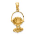 14k 3-D Nantucket Basket with Moveable Lid and Handle Pendant - Image 5