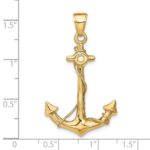 14k 3-D Anchor with Rope Pendant - Image 5