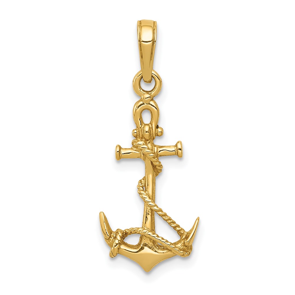 C3344.jpg 14k 3-D Anchor with Shackle and Entwined Rope Pendant - Image 1