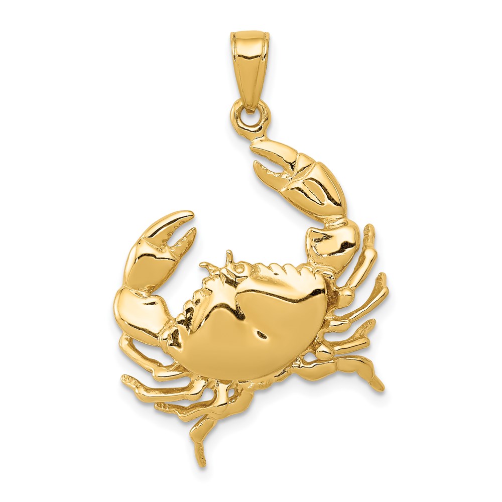 C3412.jpg 14k Stone Crab with Claw Extended Pendant - Image 1