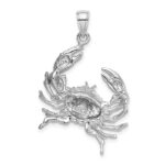 14K White Gold Stone Crab with Claw Extended Charm - Image 3