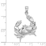 14K White Gold Stone Crab with Claw Extended Charm - Image 4