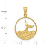 14k Whale Tail in Circle with Waves Pendant - Image 4