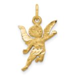 14k Satin Diamond-cut Angel Charm