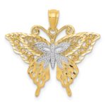 14k and White Rhodium Fancy Butterfly Pendant
