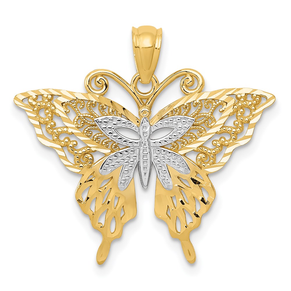 C3487.jpg 14k and White Rhodium Fancy Butterfly Pendant - Image 1