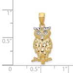 14k and White Rhodium Diamond-cut Owl Pendant - Image 4