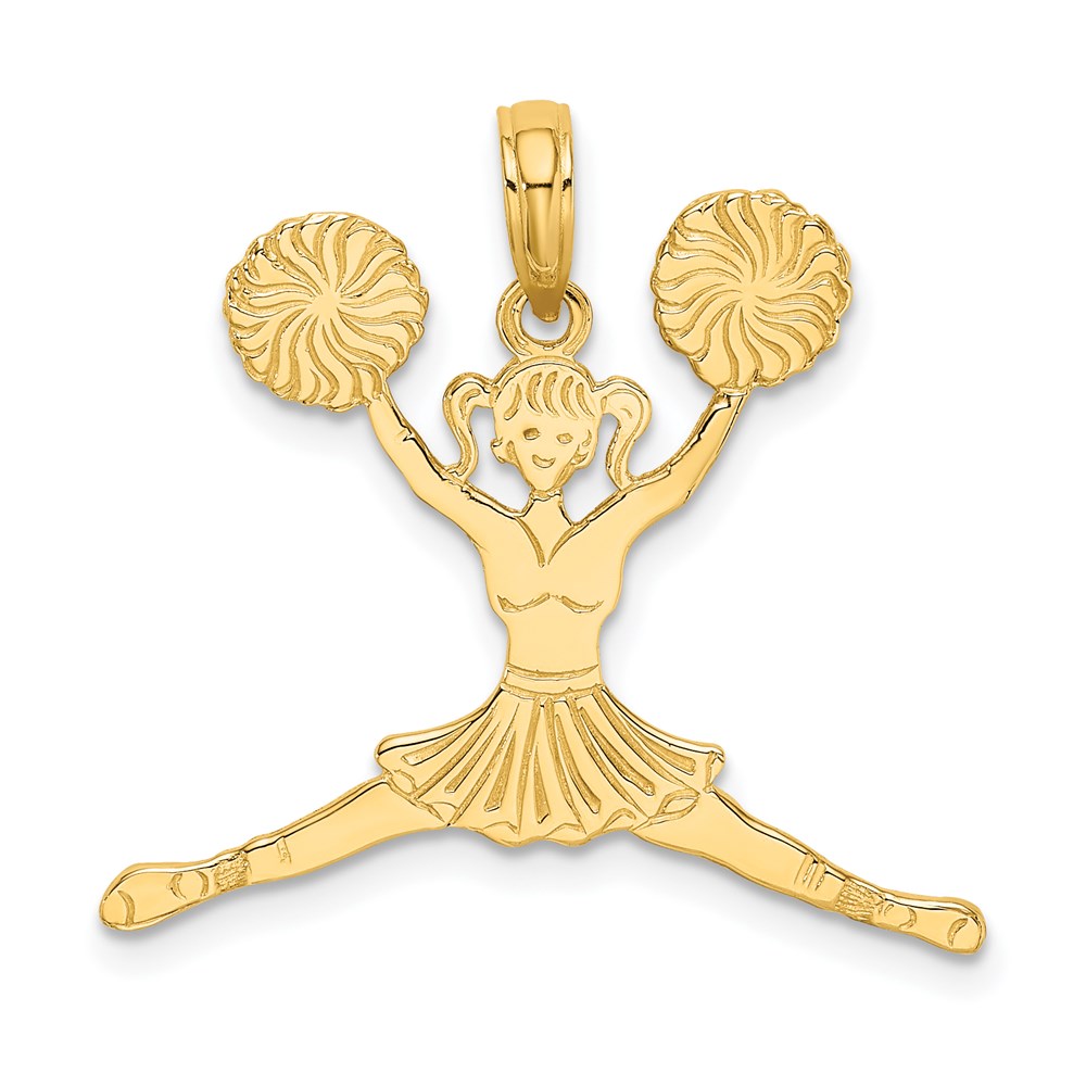 C3558.jpg 14k Cheerleader Jumping with Pom-Poms Charm - Image 1