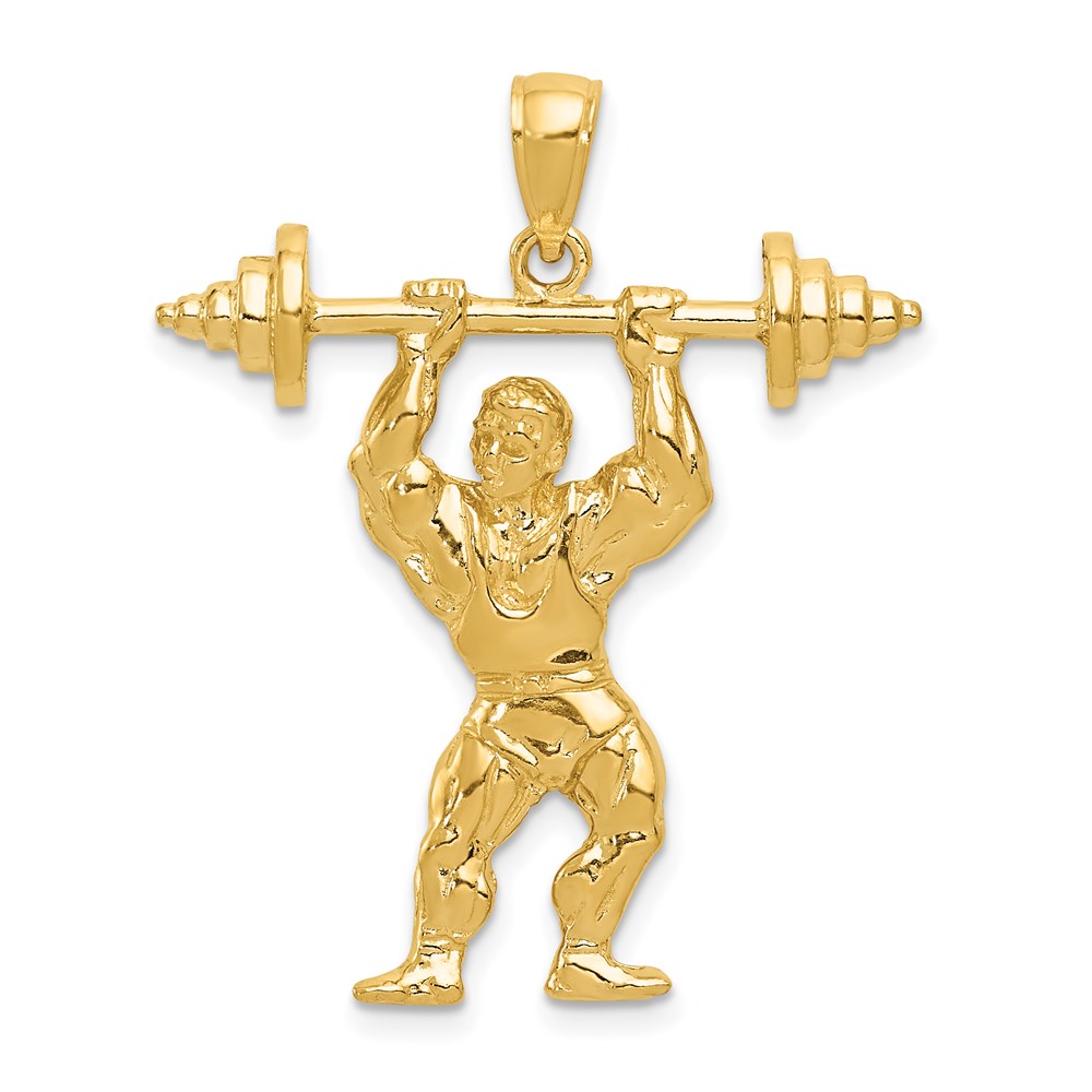 C3565.jpg 14k Bodybuilder with Weights Pendant - Image 1
