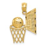 14k Basketball in Hoops with Backboard Pendant