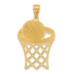 14k Basketball in Hoop Diamond Cut Pendant - Image 3