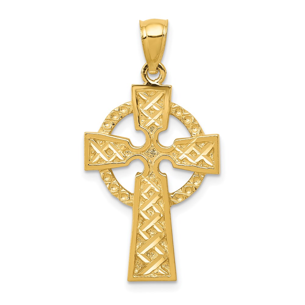 C3608.jpg 14k Diamond-cut Celtic Cross Pendant - Image 1