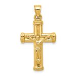 14K Hollow Crucifix Reversible to Cross Pendant