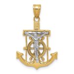 14k Two-tone Diamond-cut Mariners Crucifix Pendant