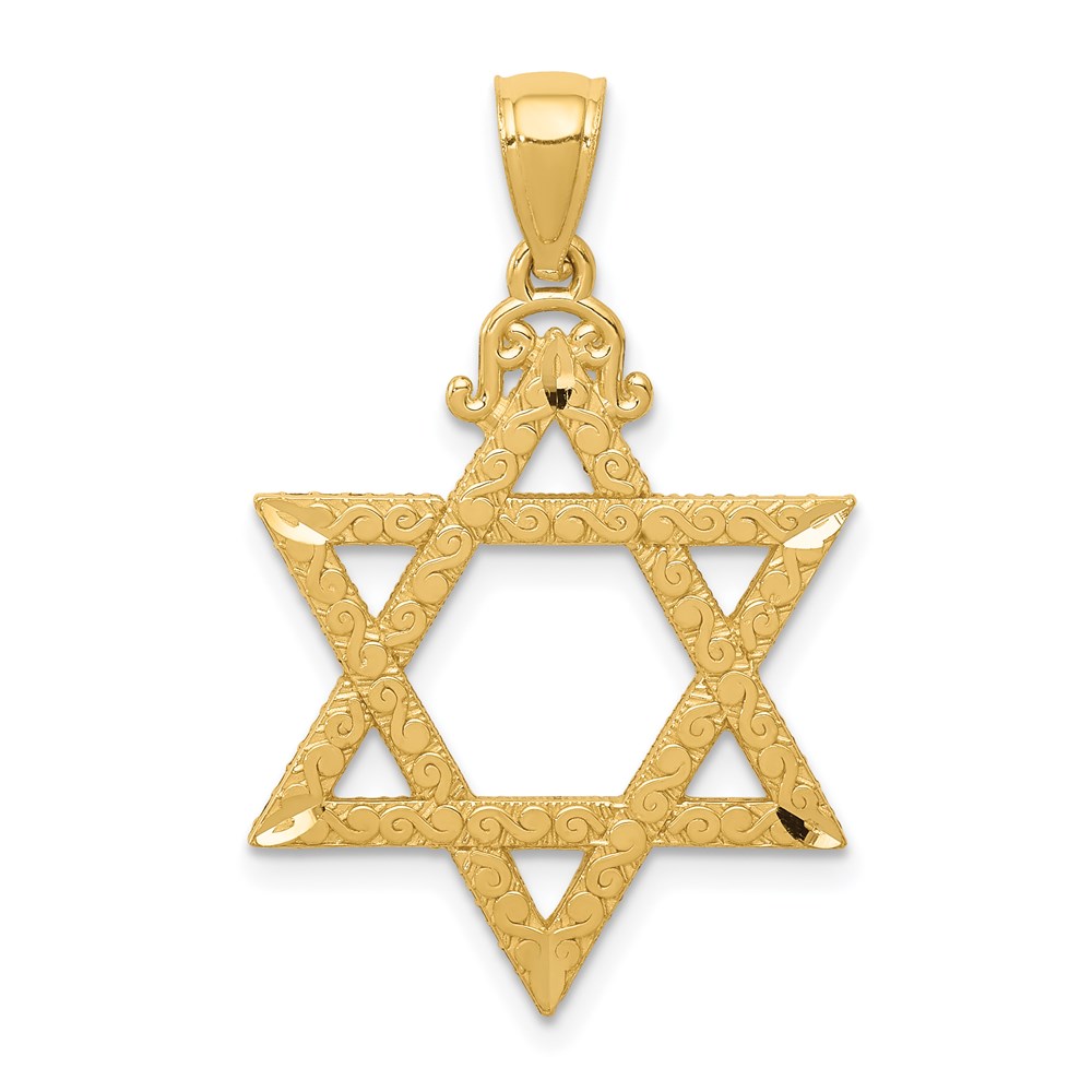 C3741.jpg 14k Diamond-cut Star of David Pendant - Image 1