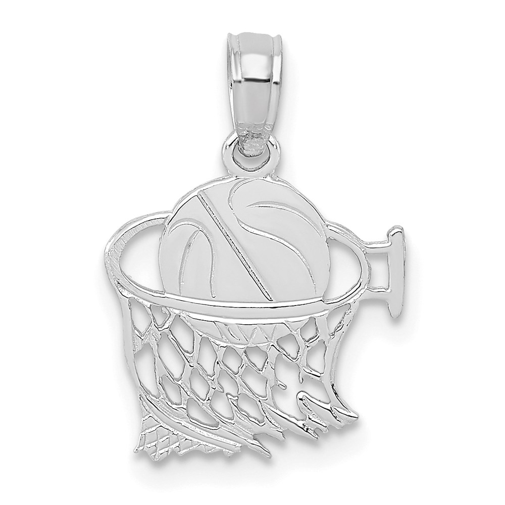 C3776W.jpg 14K White Gold Basketball in Net Pendant - Image 1