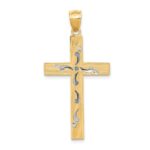 14k Two-Tone Diamond-cut Cross Pendant - Image 4