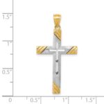 14k Two-Tone Diamond-cut Cross Pendant - Image 3