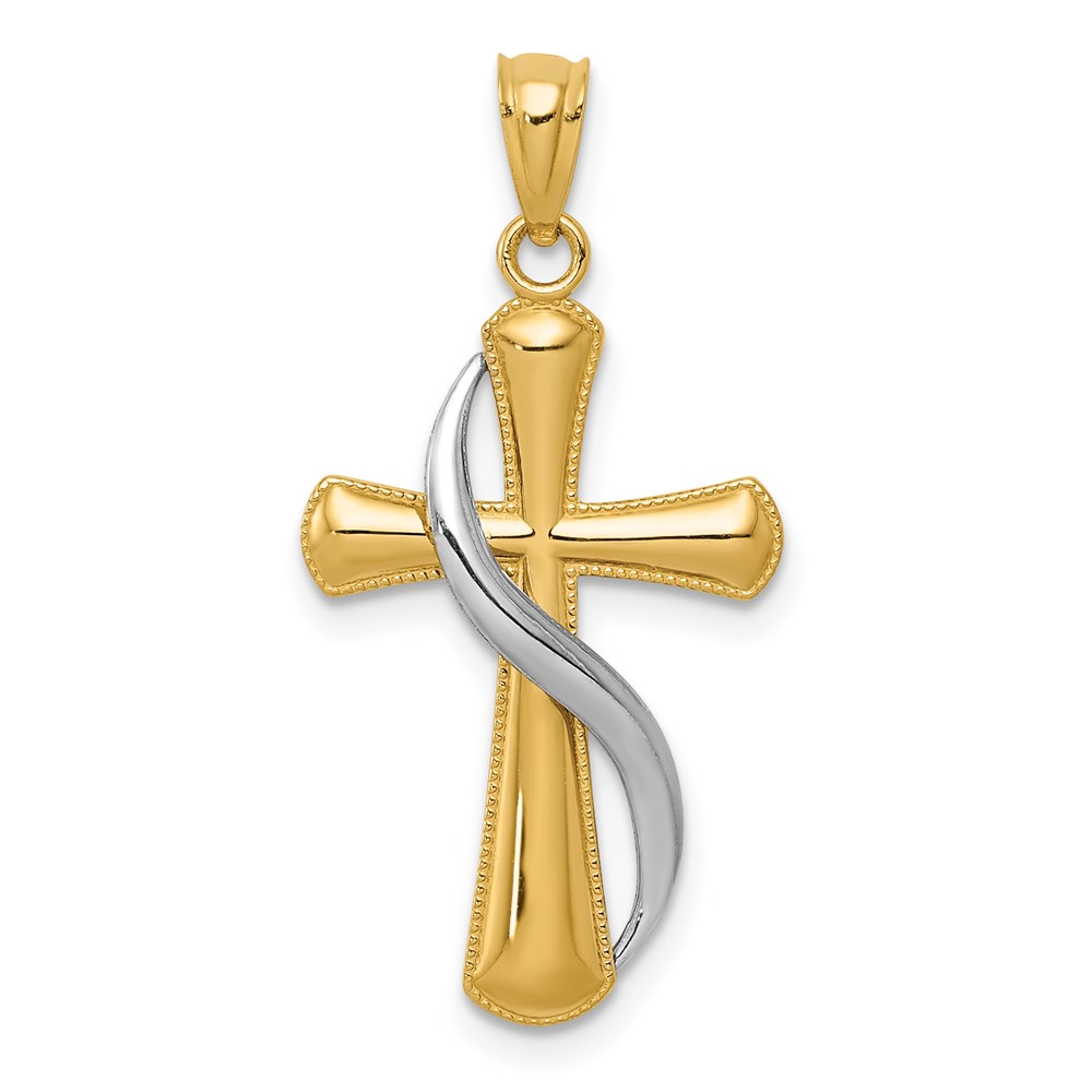 C3816.jpg 14K Two-Tone Polished Cross with Drape Pendant - Image 1