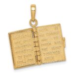 14K 3-D HOLY BIBLE with Lord's Prayer and Moveable Pages Pendant - Image 5