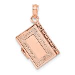 14k Rose Gold 3-D HOLY BIBLE with Lord's Prayer and Moveable Pages Pendant - Image 4