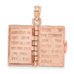 14k Rose Gold 3-D HOLY BIBLE with Lord's Prayer and Moveable Pages Pendant - Image 7