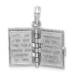 14k White Gold 3-D HOLY BIBLE with Lord's Prayer and Moveable Pages Pendant - Image 7