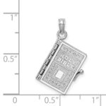 14k White Gold 3-D HOLY BIBLE with Lord's Prayer and Moveable Pages Pendant - Image 5