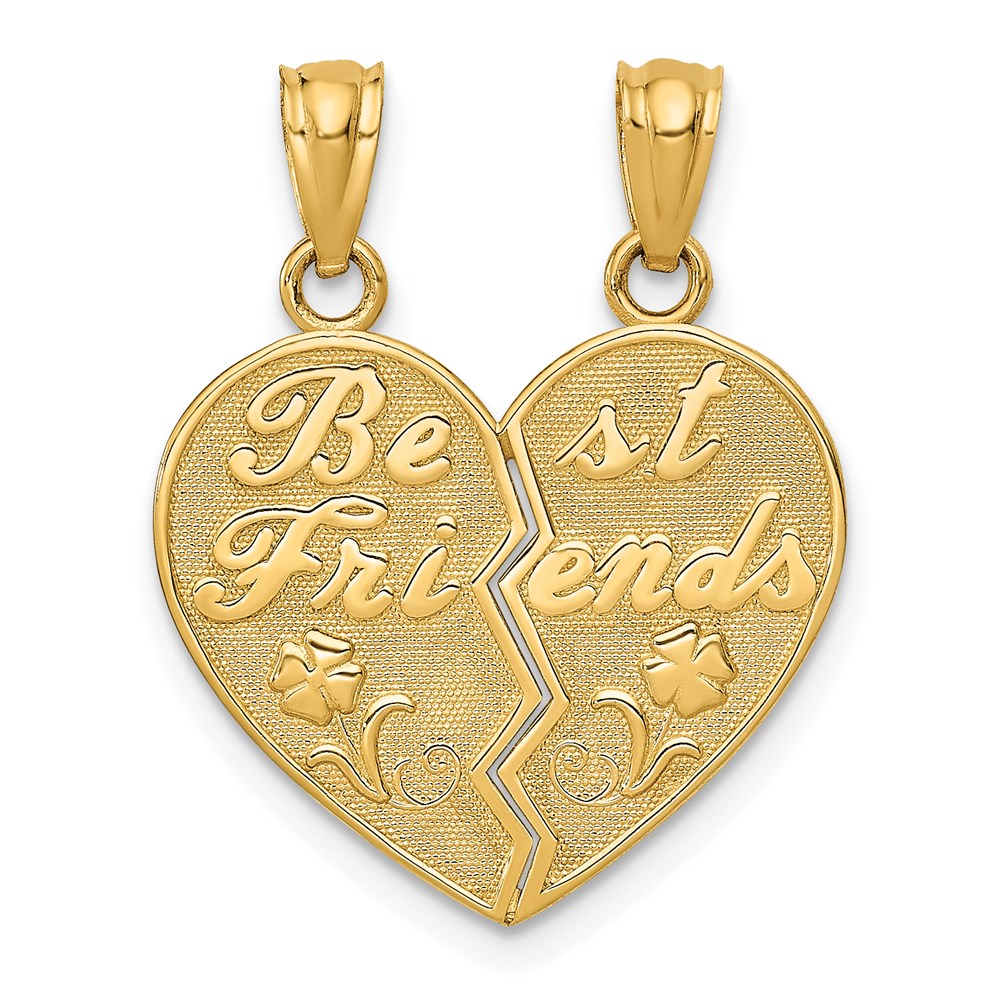 C4024.jpg 14k BEST FRIENDS Heart with Flower 2-Piece Break-Apart Pendant - Image 1