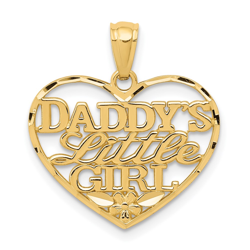 C4027.jpg 14k Diamond-cut DADDYS LITTLE GIRL Heart Pendant - Image 1