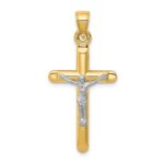 14k Two-tone Hollow Crucifix Pendant