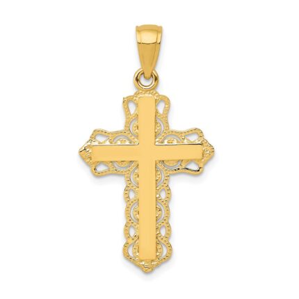 14K Lacey Trim Cross Pendant