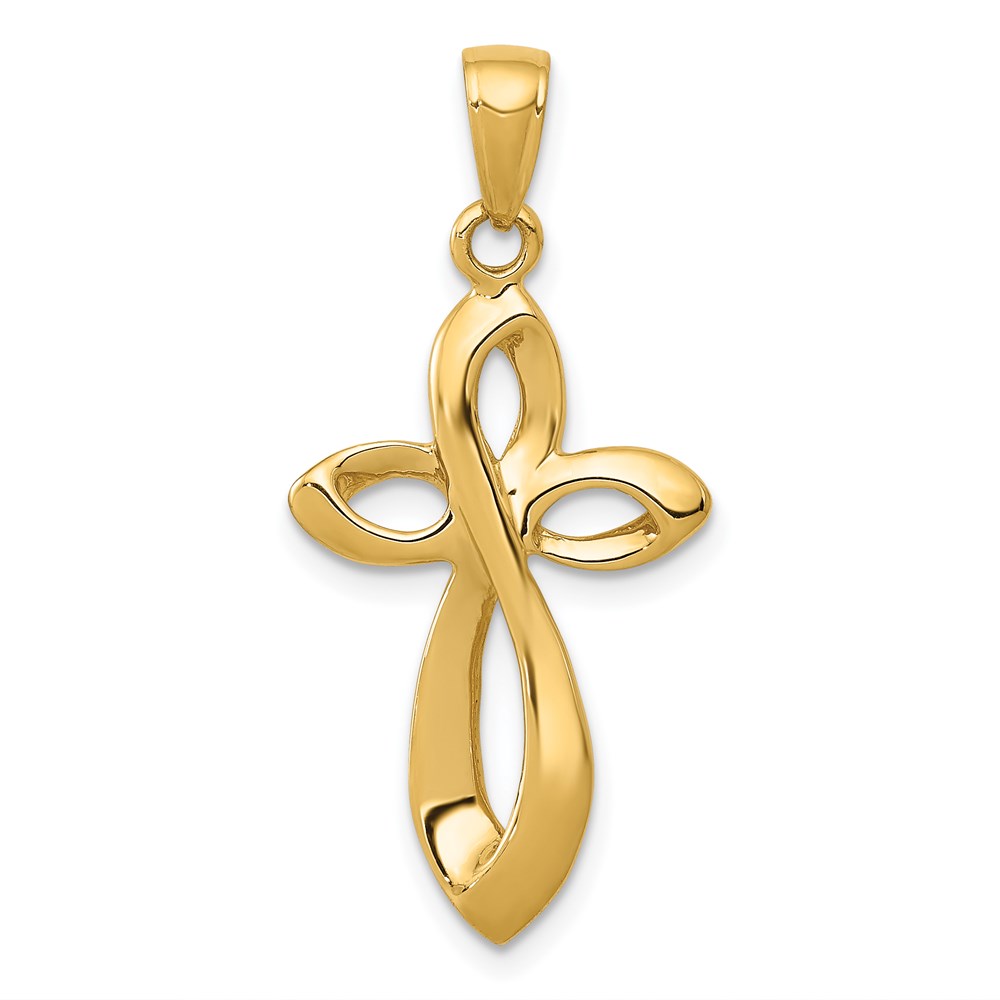 C4291.jpg 14K Polished with Satin Ribbon Cross Pendant - Image 1