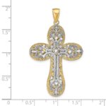 14K Two-tone Diamond-cut Layered Cross Pendant - Image 4