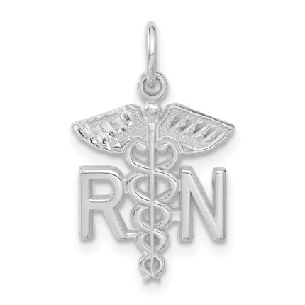 14k White Gold RN Registered Nurse Charm