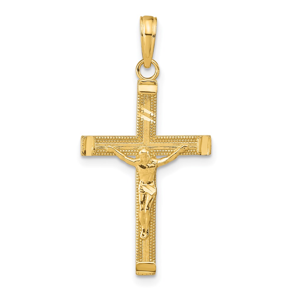 C4350.jpg 14K Diamond-cut Fancy Tipped Crucifix Pendant - Image 1