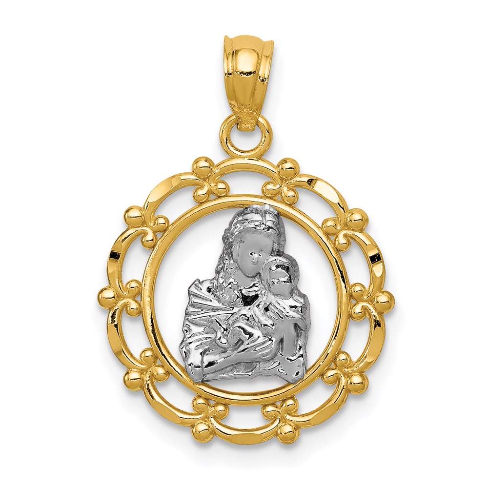 C4403.jpg 14k and White Rhodium Mother Holding Baby Pendant - Image 1