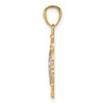 14k and White Rhodium Scalloped Frame Cherub Round Pendant - Image 2