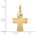14K and White Rhodium Footprints Cross Pendant - Image 3