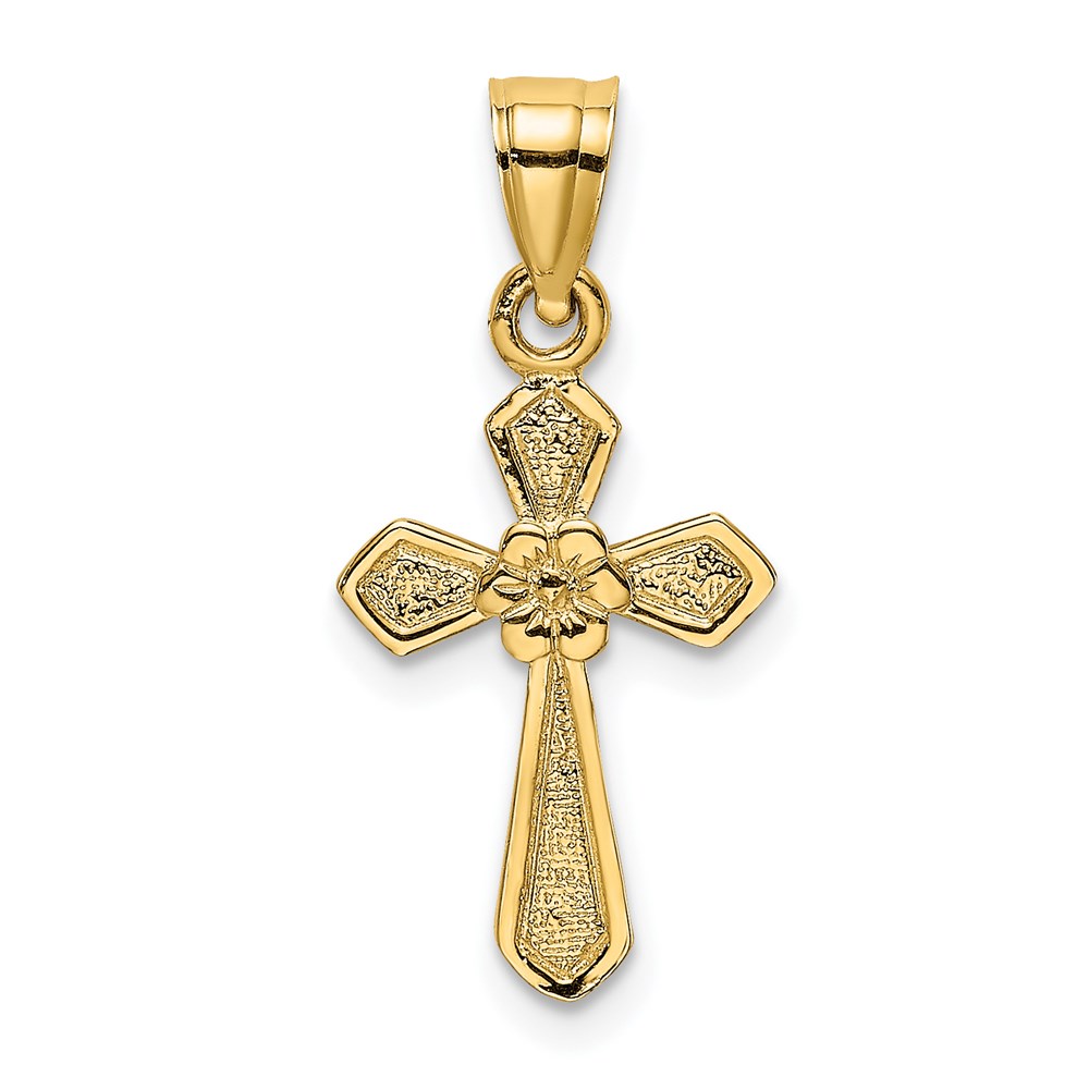 C4470.jpg 14K Small Cross with Flower Charm - Image 1