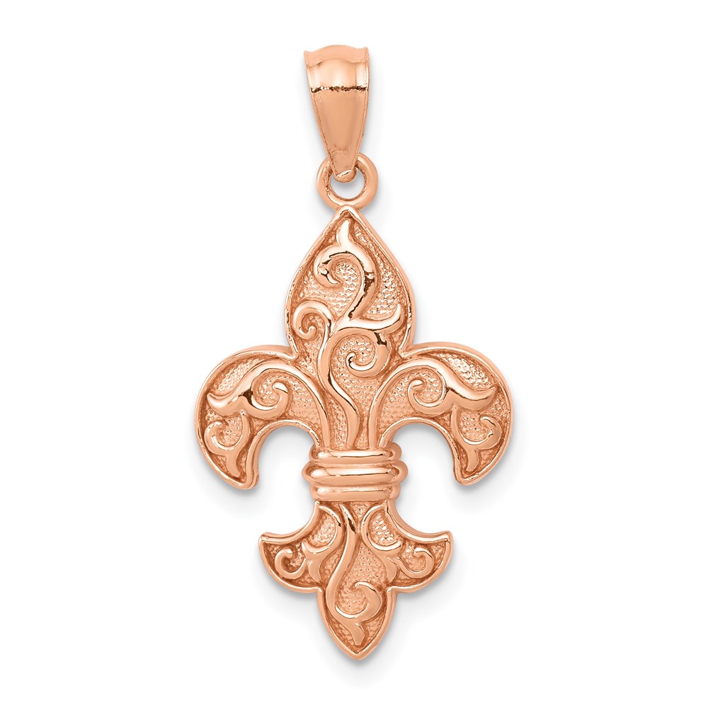 C4490.jpg 14k Rose Gold Fleur de lis Pendant - Image 1