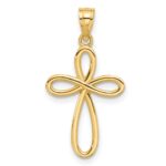 14k Yellow Gold Ribbon Cross Pendant - Image 3