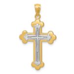 14k Two-tone Budded Cross Pendant