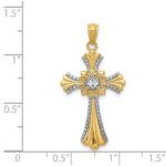 14K with White Rhodium Diamond-Cut Cross Pendant - Image 4